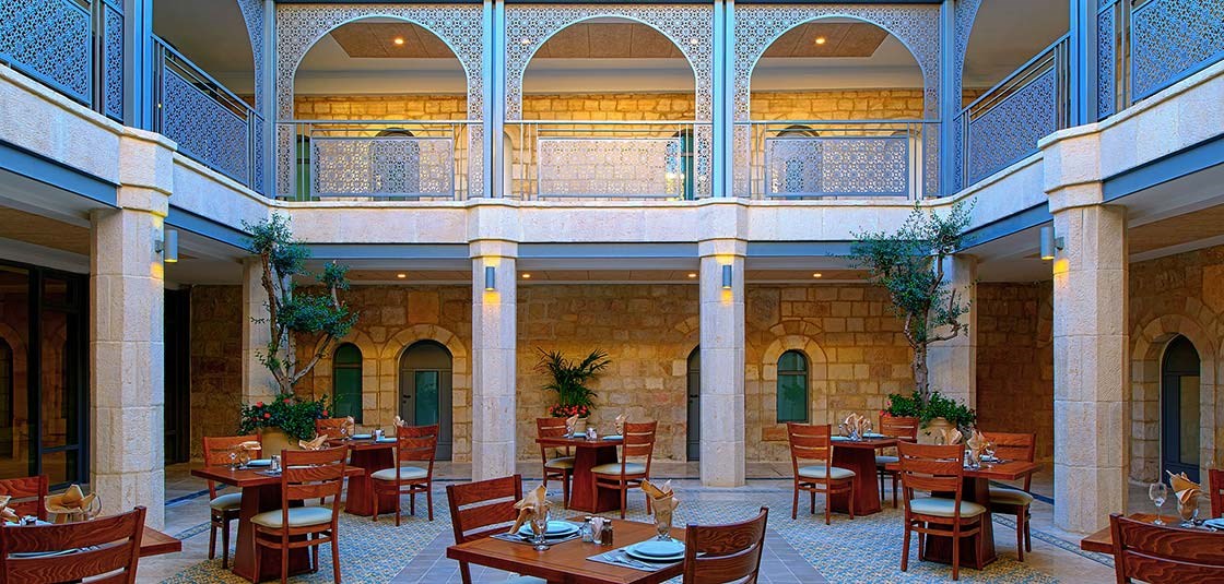 Spharadic Hotel- View Inside evening